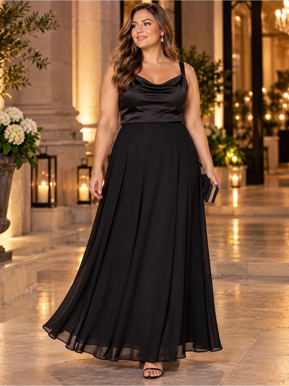 Alex Evenings Chiffon A-Line Floor Length Maxi Skirt Size Large
